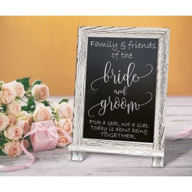 Better Office Products Framed Tabletop Chalkboard Sign, 9.5" x 14", Rustic Wood Frame, Small Magnetic Chalkboard with Built-in Ledge and Folding Stand, One White Chalk Marker Included,(Whitewash)