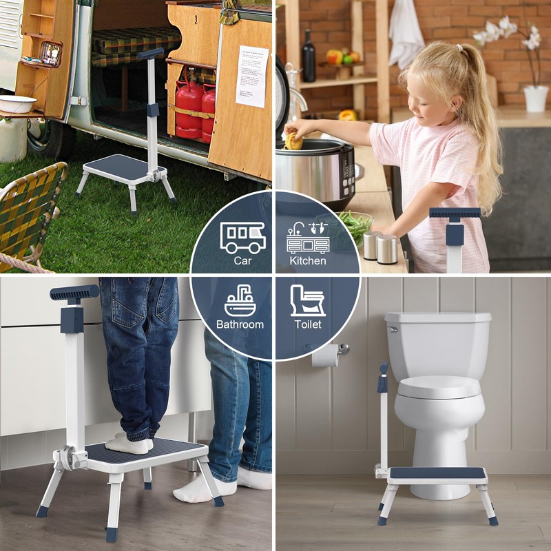 Folding Step Stool, Step Stools with Handle for Elderly Adults,