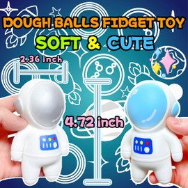 2 Pack Astronauts Squishy Stress Ball Squeeze Fidget Toys for Kids and Adults - Gold and Pink Astronauts Suqeeze Dough Ball Squishy Stress Toys, Ideal for Autism, ADHD, Teens Anxiety