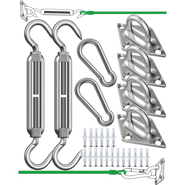 EVERSEE Sun Shade Sail Hardware Kit 6-8 inch 304 Stainless