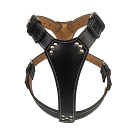 Beautiful Plain Leather Dog Harness Large Size fits any dog like Staffy, Bull Terrier, English Bulldog and any other Large dog Breed from 15kg up to 35kg (Brown)