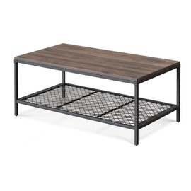 Novilla Wood Coffee Table with Storage Shelf Farmhouse Living Room Table Tea Dining Table,Easy Assembly,43 Inch, Walnut