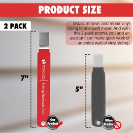 TonGass (2-Pack, 7 Inches) Vinyl Siding Removal Tool with Extra Long Handle, Steel Blade Vinyl Installation and Removal Tool, The Ultimate Vinyls Zip Tools, Avoid Damaging Vinyls Siding Tools