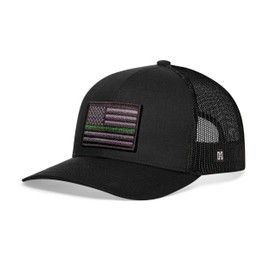 HAKA Thin Green Line Hat, American Flag Trucker Hat for Men & Women, Honoring Military, Adjustable Baseball Cap (Black)