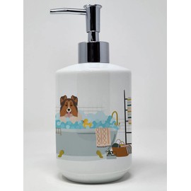 Caroline's Treasures WDK5676SOAP Sable Sheltie Ceramic Soap Dispenser Hand Soap Dispenser Pump Bottles for Bathroom Kitchen, Empty Refillable Liquid Soap Container