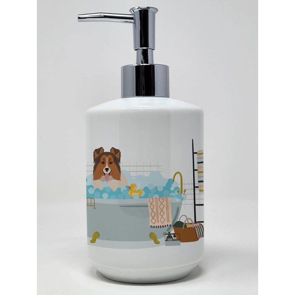 Caroline's Treasures WDK5676SOAP Sable Sheltie Ceramic Soap Dispenser Hand Soap