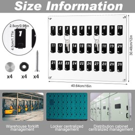 Beeveer Acrylic Key Rack with 30 No. Hooks Tags Wall Mount Key Hooks Board Holder Hanger Storage for Real Estate Offices Rentals Car Dealer Valet Parking Small Businesses