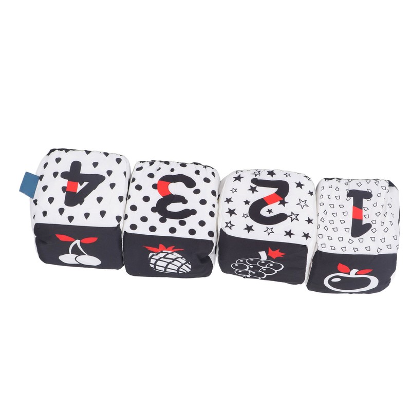 4pcs Baby Cloth Blocks Toy Letters Animals Learning Black White
