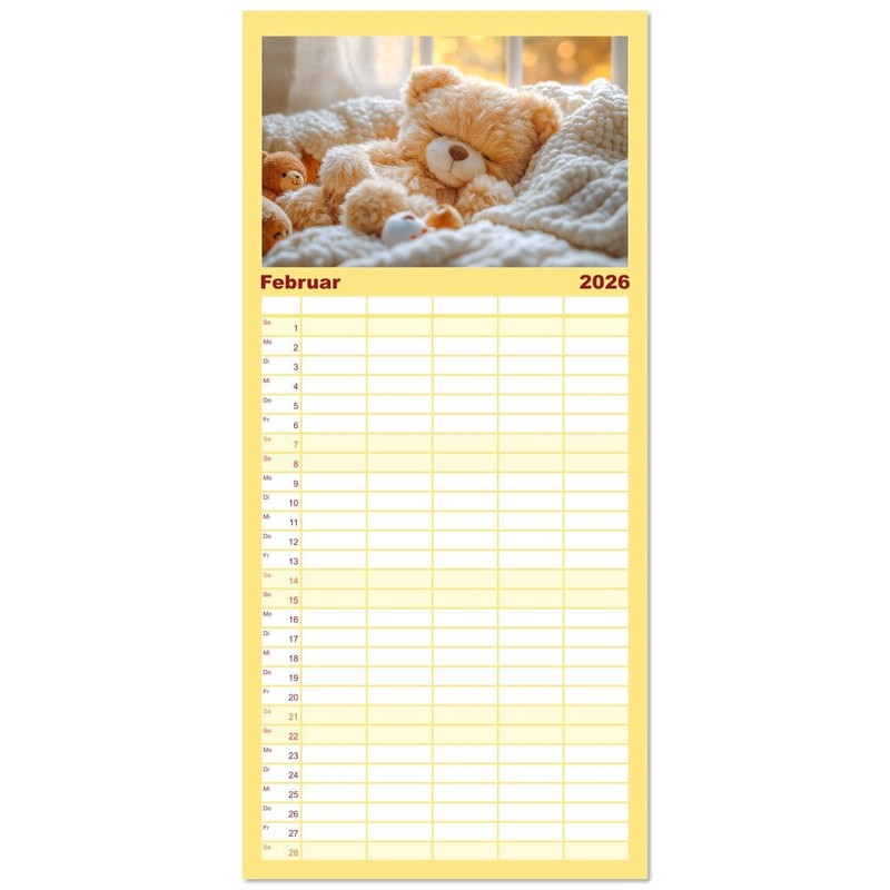 Family Planner 2026 - Teddy Baby Calendar - Every Month