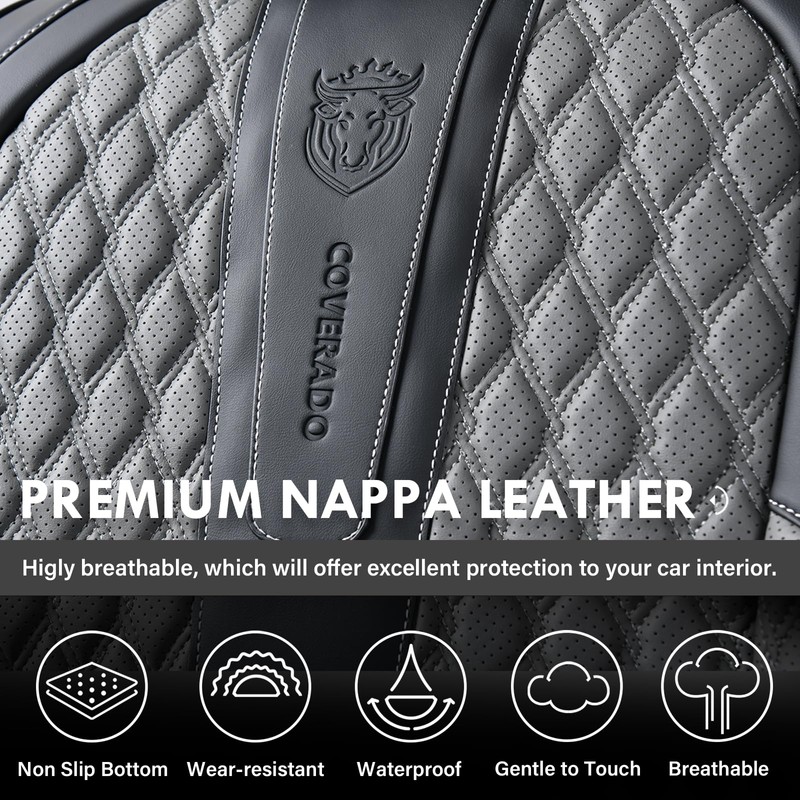 Coverado Leather Seat Covers for Car, Waterproof Front Car Seat