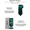 DiBanGu Mens Solid Emerald Green Tie and Pocket Square Cufflink