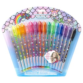 Townley Girl Mermaid 16 Piece Glitter Pen Body Art Set, Glittery and Bright Colors, Ages 3
