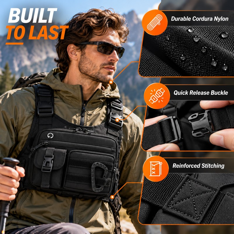 Tactical Chest Bag for Running and Cycling – Adjustable Nylon