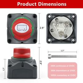 FLYTUO 1-2-Both-Off Battery Disconnect Switch 12V-48V Marine Battery Cut Off Switch 200A Waterproof Boat Battery Shut Off Switch RV Battery Kill Switch for Car Vehicle RV Boat Marine ATV UTV