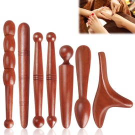 Wooden Foot Massage Stick, Trigger Wooden Massage Tool, Massage Sticks, Trigger Point for Professional Massage of Legs, Shoulders, Back and Acupuncture, Pack of 7