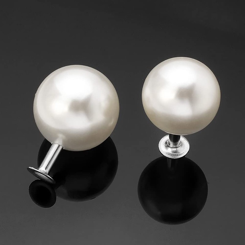 100 Pcs Pearl Rivet Half Hole Faux Pearls Studs Buttons