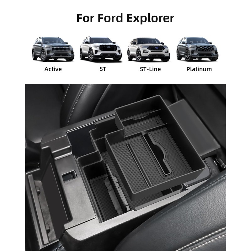 LANGBEAN Double-Layer Center Console Organizer for 2025 2024-2020 Ford Explorer,