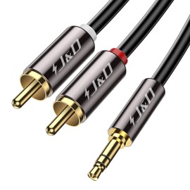 J&D RCA Audio Cable, RCA to 3.5mm, 3.5mm Male to 2 RCA Phono Male Stereo Audio Adapter Aux Cable Gold-Plated Copper Shell Heavy Duty, 3.5 to RCA Short, Red White to Aux Cable, 8 Feet
