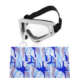 [RATCHROLL] 1 Set Motorcycle Riding Goggles PC PU Outdoor Sports Sunglasses Motocross Off-Road Bike ATV Transparent Lens White Frame Motorcycle Replacement