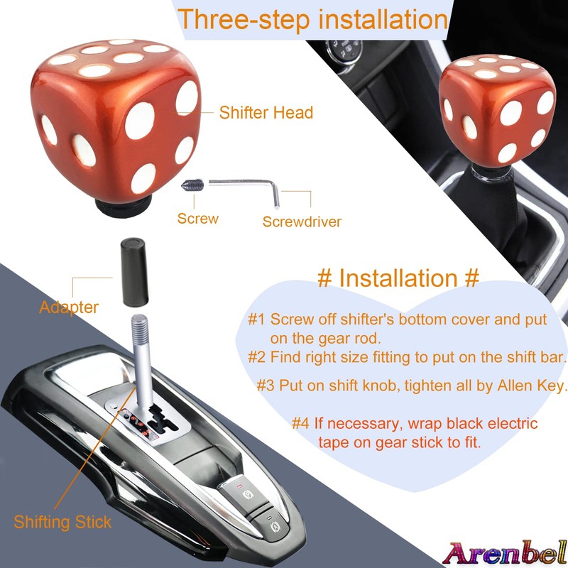 Arenbel Dice Shape Gear Shift Lever Speed Knob Car Shifter