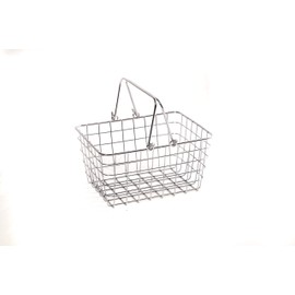 Canasta Cromada de Alambre con Asas para Organización y Almacenamiento en Baño, Cocina, Despensa, Cochera y Más, Canastilla organizadora de Metal Cromado, Cesta para Almacenaje