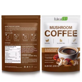Unbranded Organic Reishi & Lion’s Mane Mushroom Coffee – Immune & Energy Boosting Brew