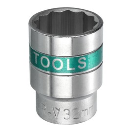 QUARKZMAN 3/4 Inch Drive 12 Points Socket 32 mm Metric Shallow Impact Socket 40CR Galvanizing Flip Spindle Nut Impact Grade for Home Auto Nuts Bolts Repair, Silver Green