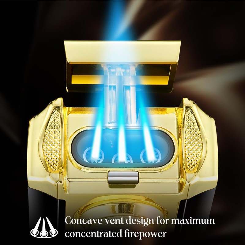 SORMWITT Triple Torch Lighter - Lighter with V Cut Cutter,Holder