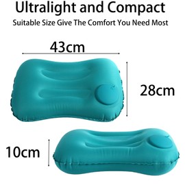 YUNYU Ultralight Inflatable Camping Pillow for Adults - Compact Compressible Pillow with Eye Mask & Earplugs, Portable Foldable Square Beach for Hiking, Backpacking, Fishing
