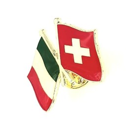 Italy Swiss Italian Switzerland Friendship Metal Enamel Country Flags Pin Badge