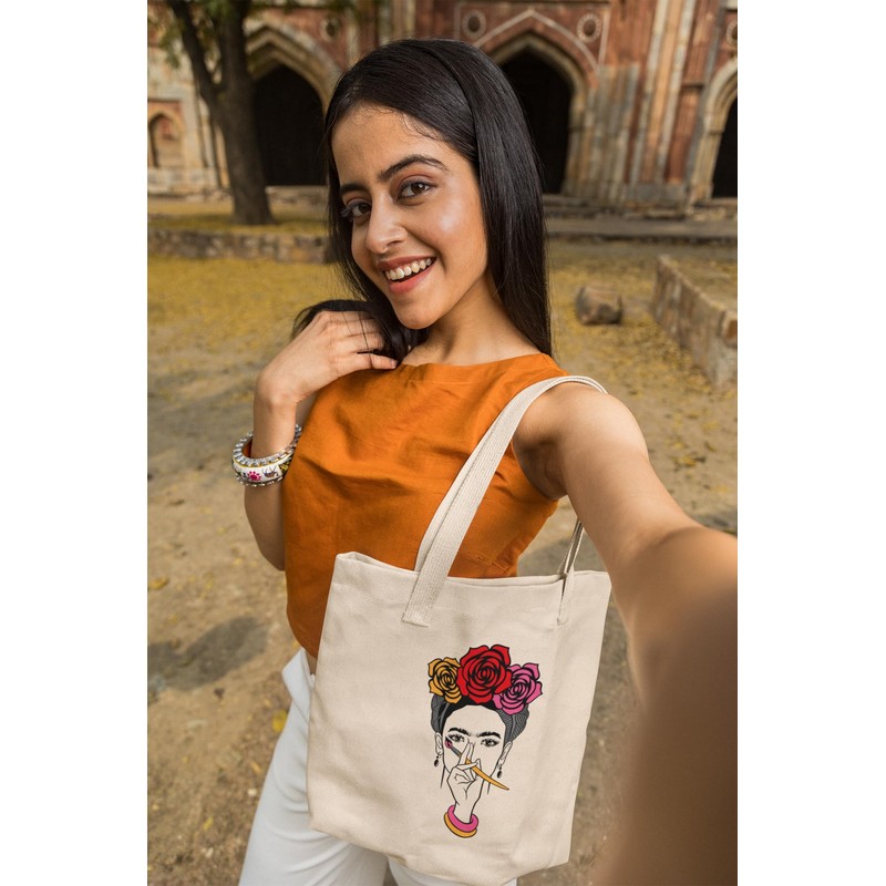 rainUP Tote Bag Frida Organic Cotton Painting, beige