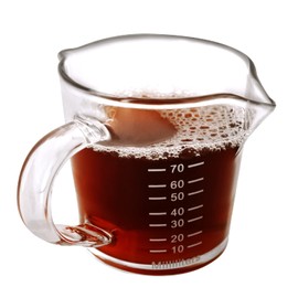 Espresso Measuring Cup 2.5oz Double Spouts Clear Glass Heat Resistant Milk Cup with Handle for Milk Espresso Tea Coffee