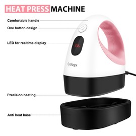 Calogy Calogy Mini Heat Press, Heat Transfer Machine, Constant Temp Control, Insulated Safety Base, Fits for Crafts, T-Shirt, Hat, Cap, Pillows(White Pink)