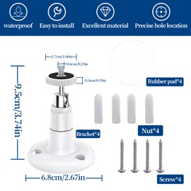 SI SEN Pack of 4 Ring Mounts, Ring Camera Mount, Adjustable Security Wall Mount, for All Cameras with Standard 1/4 Thread Hole (White)
