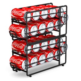 Canyave Soda Can Organizer Storage Rack, 2 Pack Stackable Beverage Soda Can Dispenser Organizer Holder for Refrigerator, Cabinet, Pantry (Black)