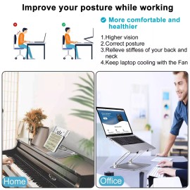 SamfuLoge Adjustable Laptop Stand with Cooling Fan, Aluminium Alloy Multi-Angle Compute...