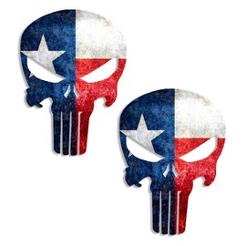 Texas Flag Skull Punisher Sticker USA Lone Star State Decal