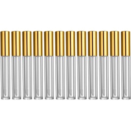 Tubo de Brillo de Labios Vacío 10ml Dorado de Plástico 40 Piezas Formato Rellenable, para Maquillaje, Diseño Portátil y Ligero, Fácil de Llevar en Bolso o Viaje