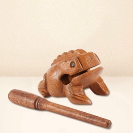 Tissting Wooden Frog 2-6 Inch Guiro Frog Mallet, Percussion Musical Instrument Traditional Handmade Craft Lucky Croaking Frog Croaking Tone Block Scraper Figure Home Ornament (3# 10.6 cm)
