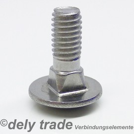 Carriage Bolts M10 x 50/50 DIN 603 Stainless Steel A2 Pack of 10