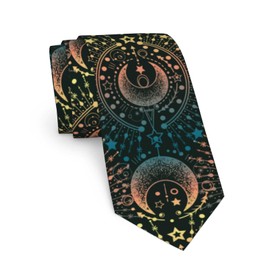 JKJOJIA Magical Astrology Moon Star Ties For Men Novelty Funny Neckties Classic Fashion Men's Tie For Wedding Party Business Casual Gifts
