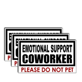 (3Pcs) Emotional Support Coworker Sticker – Funny Workplace Humor Vinyl Decal – Please Do Not Pet Sign for Office, Laptop, Water Bottle, Desk – Gifts for Colleagues, Coworkers – 3"x1.8"