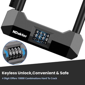 NDakter Bike Locks Heavy Duty Anti Theft, 18mm Motorcycle Combination U Lock with 4FT Chain, 4-Digit Combo Resettable Bicycle Lock with 2Keys for Ebike, Electric Scooter, Moped, Adults Tricycle (Gray)