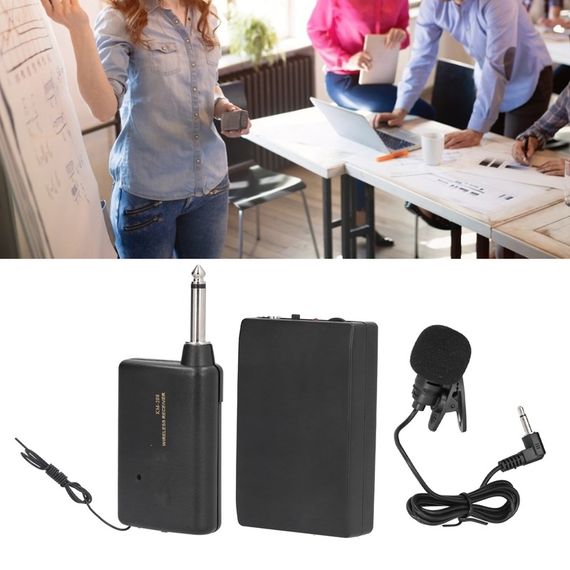 KM 208 Wireless FM Transmitter Receiver Bluetooth Lapel Clip On
