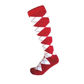 Triple M Plus Men's Red with White Color Argyle Golf Over Calf Socks