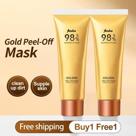 Gold Foil Peel-Off Mask Kit – 98.5% Essence Formula | Deep Cleansing, Blackhead Removal, Moisturizing & Pore-Minimizing Face Mask with Brush | Luxury Skincare Set for Men & Women