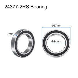 sourcing map 2pcs 24377-2RS Deep Groove Ball Bearings 24x37x7mm Chrome Steel Bearing Double Rubber Shielded Precision Bearings, P6 (ABEC 3)