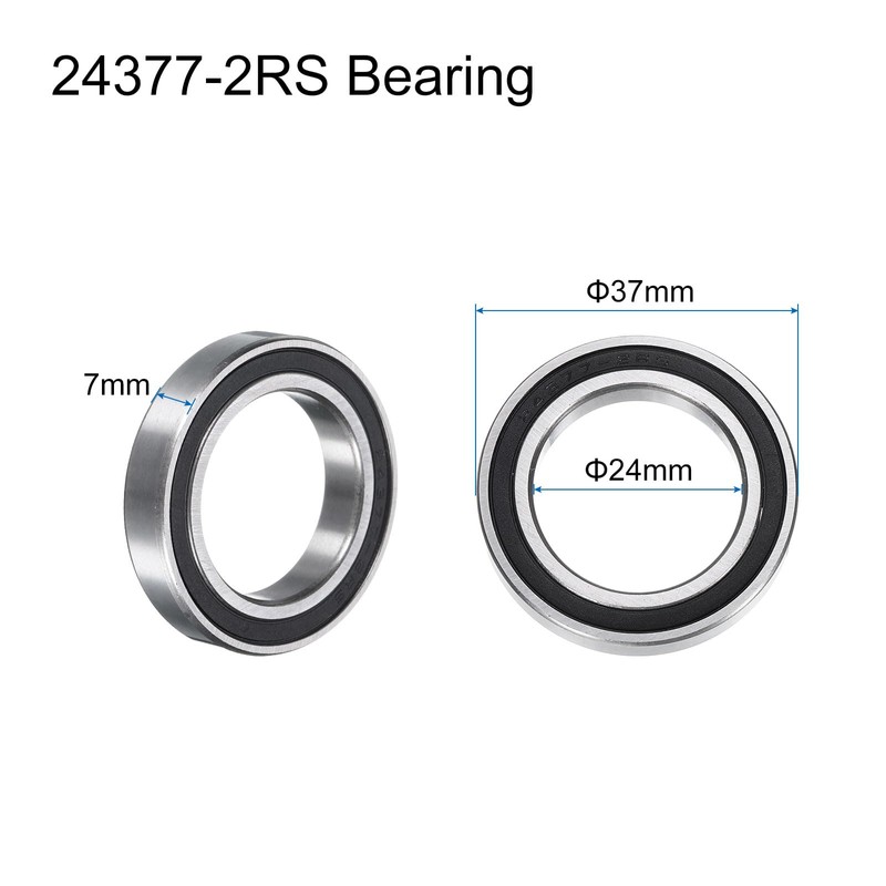 sourcing map 2pcs 24377-2RS Deep Groove Ball Bearings 24x37x7mm Chrome