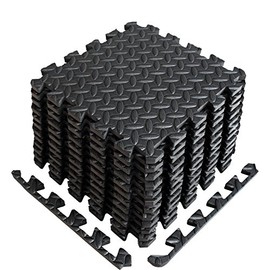 A2ZCARE Puzzle Exercise Mat with EVA Foam Interlocking Tiles - Interlocking Floor Mats for Gym Equipment - Ideal for Home Gym, Aerobic, Yoga and Pilates (Black)
