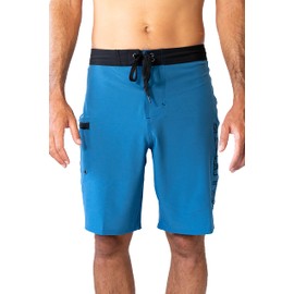 Maui Rippers Mens 21" Board Short Swim Trunks 4-Way Stretch with Large Pockets, Midnight Blue, 42